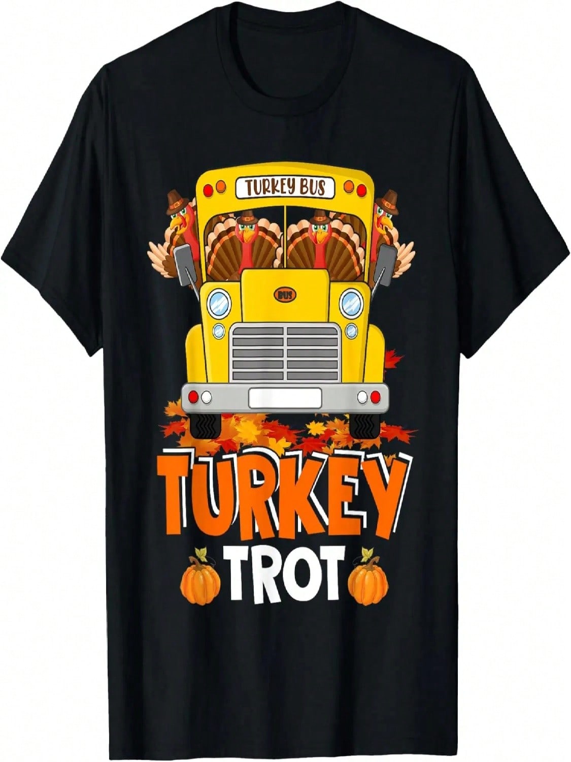 Turkey Trot Funny Turkey Running On School Bus Thanksgiving T-Shirt S разноцветный