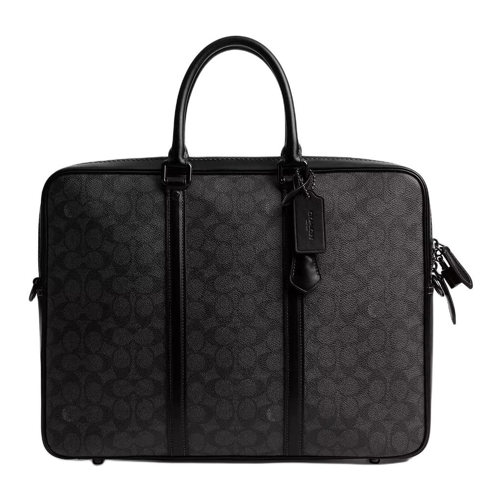 Coach 40 Zipper Closure Brand Print Coated Canvas Laptop Bag Large Women bags Charcoal CY797-CHR