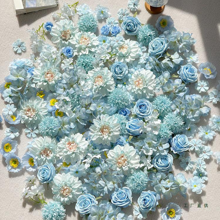 Blue Series Mix & Match DIY Handcrafted Small Flower Heads for Hairpins, Headdress, Wreath, and Flower Wall Decoration