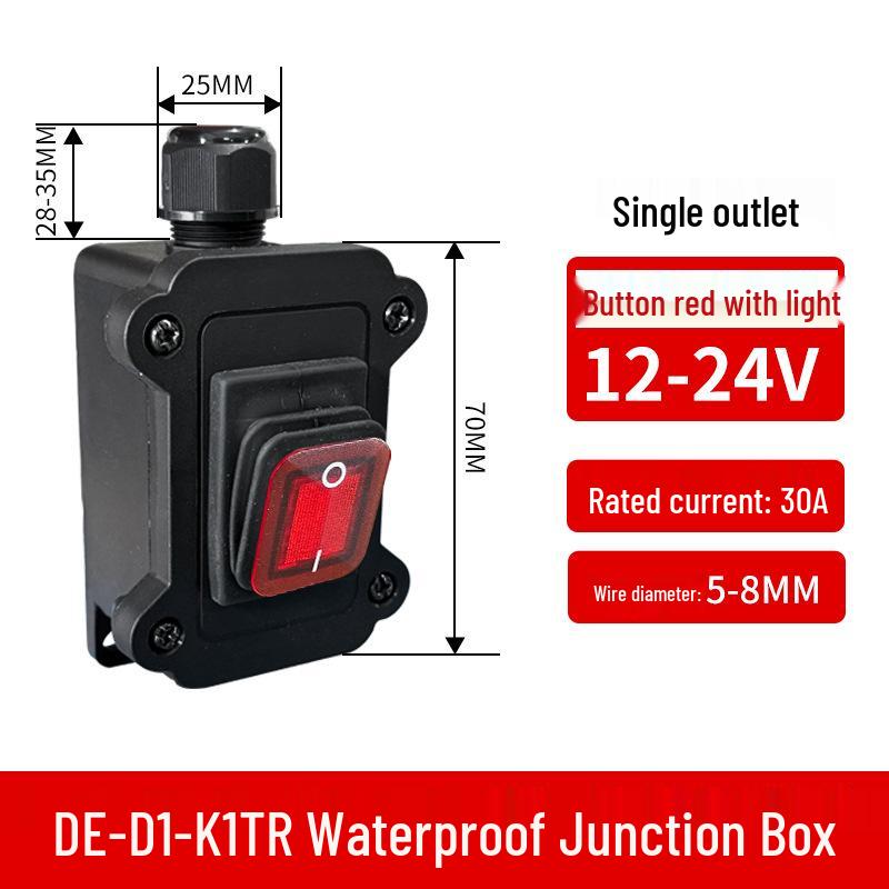 High Current Waterproof Inline Rocker Switch for Outdoor Wiring