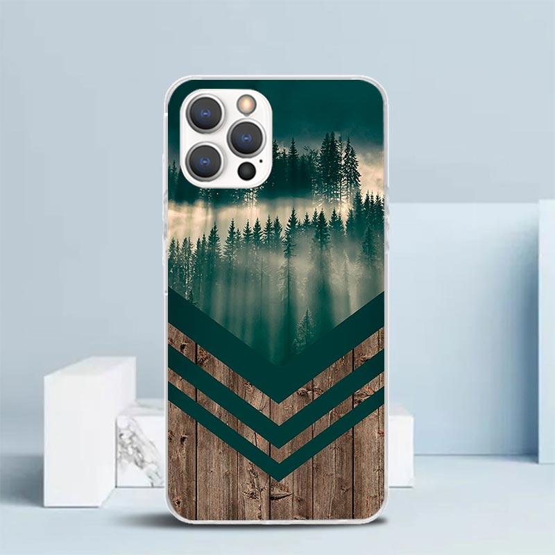 Forest Geometry Wood Nature Phone Case For IPhone 16 17 Air 16E 15 14 Plus 13 Mini 12 11 Pro Max 7 8 + SE 2020 Soft TPU Back Cov