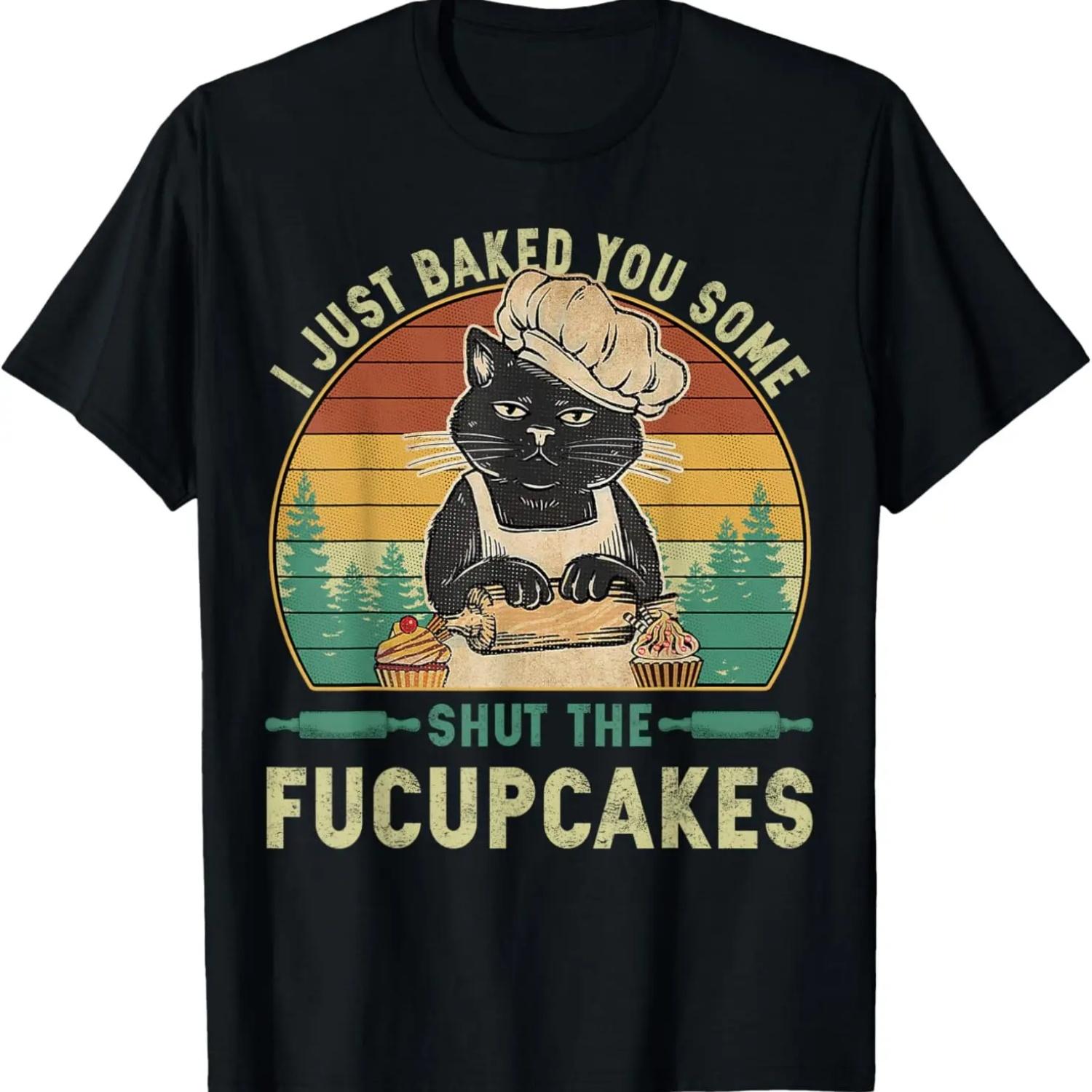 Я только что испекла тебе Shut The Fucupcakes Винтажная Ретро Кошка Футболка S