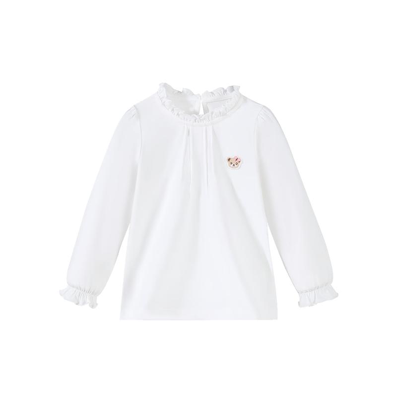 Classic Teddy Girls' Ruffled Collar Long-Sleeve T-Shirt