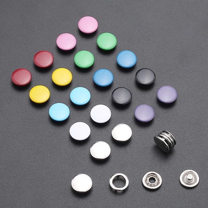 200Pcs Metal Prong Snap Button Kit Hollow Press Stud Fasteners with Pliers Tool Set for Clothes Jeans Bags DIY Sewing Craft