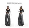 Gray Striped Wide-Leg High-Waisted Women's Pants - 2026 Spring Arrival, Straight and Slimming Versatile Suit Style.