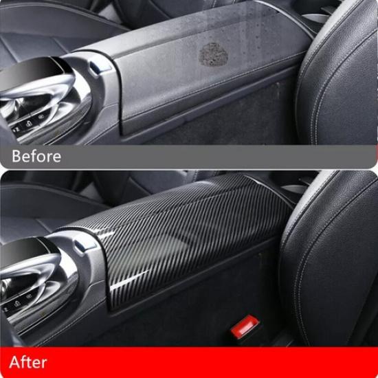 ABS Carbon Fiber Car Center Armrest Box Cover For Benz C W205 GLC X253 2015-
