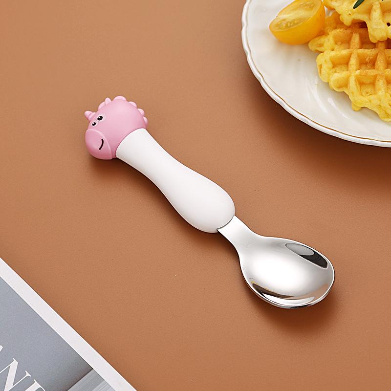 304 Stainless Steel Baby Tableware Set - Includes Spoon, Fork, Anti-Fall Cute Cartoon Chopsticks for Kids