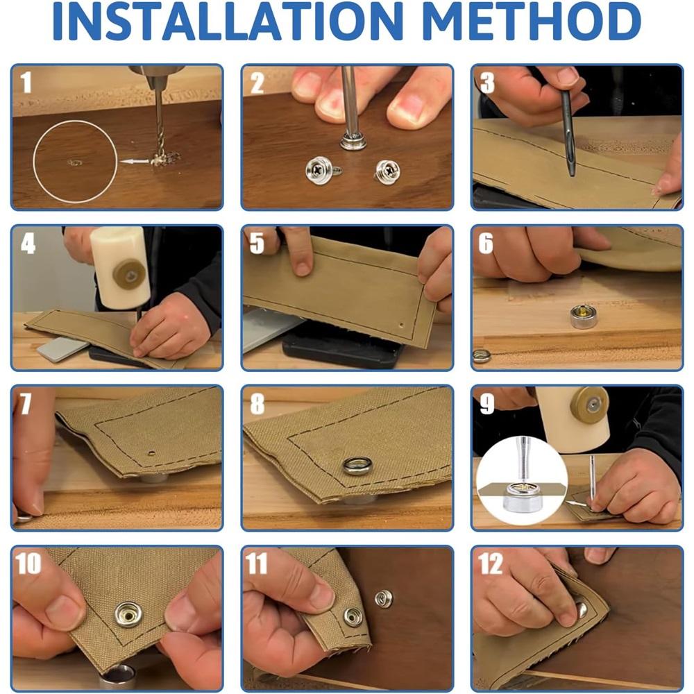 62-piece Stainless Steel Snap Fastener Set, 15 Mm Marine-grade Canvas Snaps, Suitable For Boat Covers, Leather And Wooden Crafts, Durable