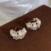 Elegant Temperament Shell Flower Earrings Korean Imitation Pearl Flower Circle Earrings For Women Sweet Unique Jewelry Gifts