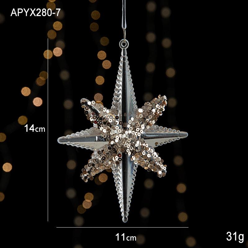 New Christmas Decoration Glitter Acrylic Ornament Transparent Snowflake Pendant for Xmas Tree Scene Decor Happy New Yeart