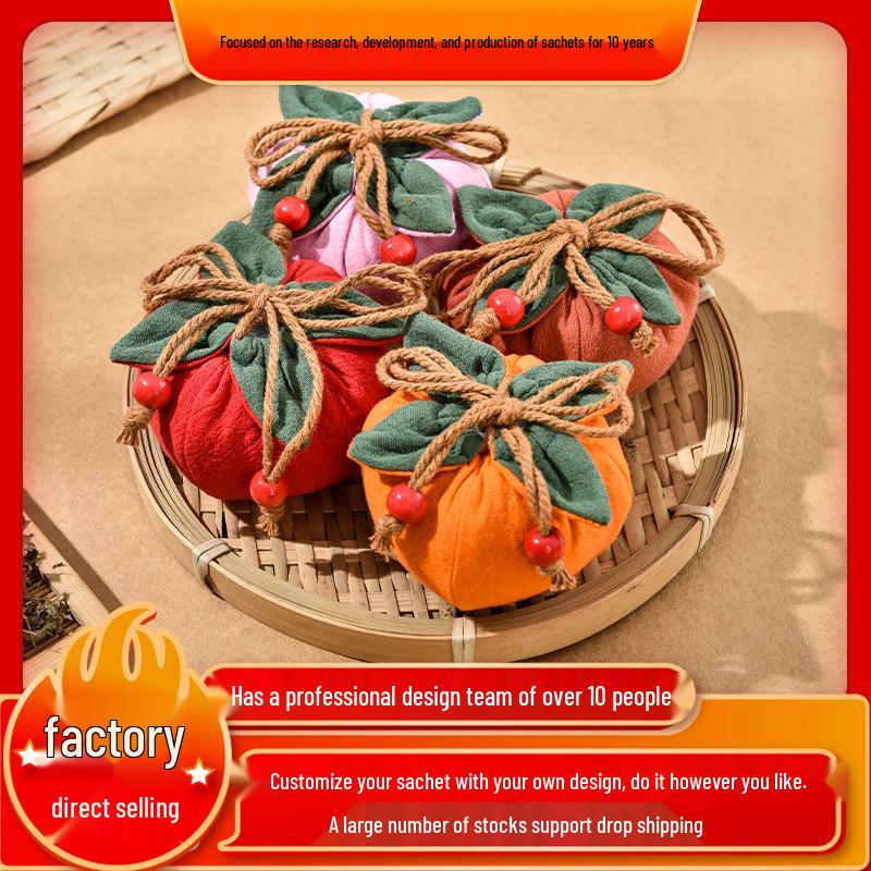 Persimmon Ruyi Scented Sachet & Coin Purse - Lucky Festival Gift Bag Pendant Empty Bag