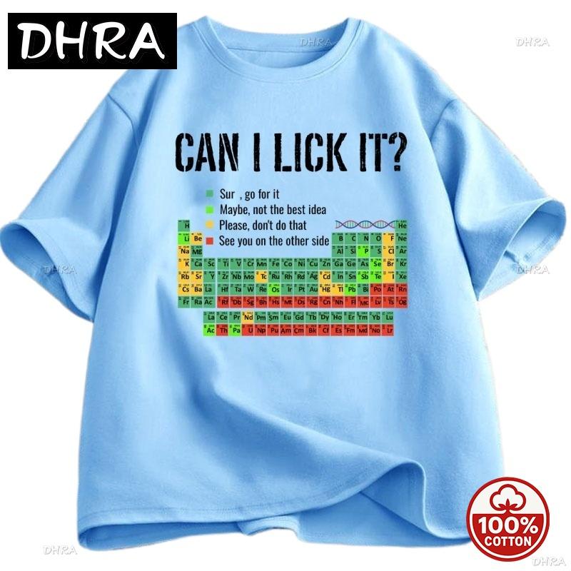 ¿Puedo Lamerlo Camiseta de la Tabla Periódica Unisex Camiseta Unisex de la Tabla Periódica Casual Camiseta para Profesor de Química Cuello Redondo Manga Corta Suave