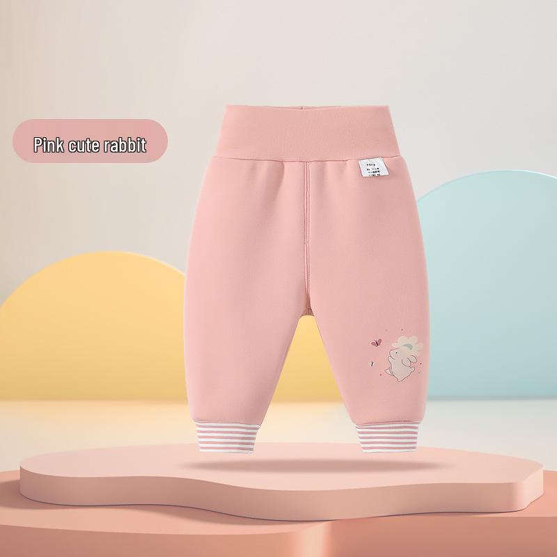 

2025 New Autumn/Winter Fleece-lined Open Crotch Pants for Boys and Girls 100 cm
