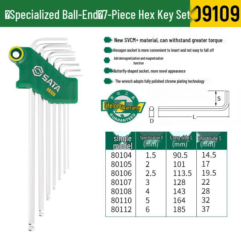 SATA Hex Key Set: Manual Six-Sided Screwdriver Tools