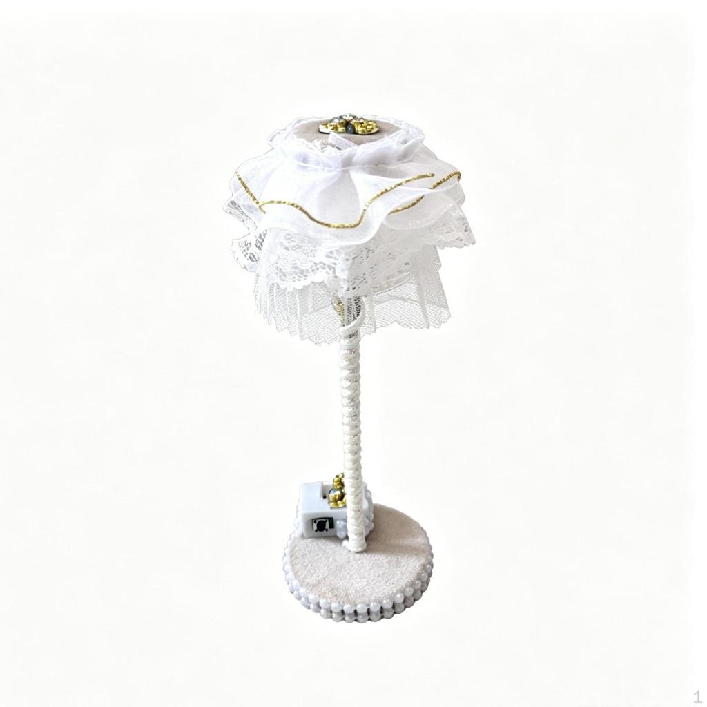 1:12 Scale Floor Lamp Layered Lampshade Dollhouse Lace Trim for DIY Scene Styling