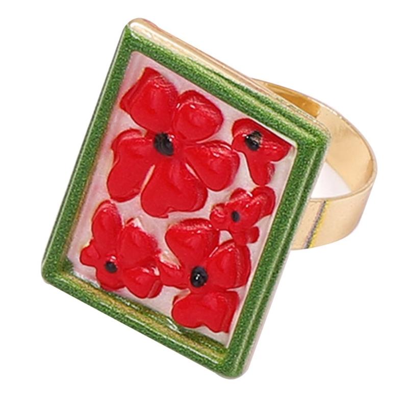 Vintage Floral Open Band Ring in Alloy Finish, Adjustable Statement Jewelry for Party Styling, Daily Wear, and Gifts