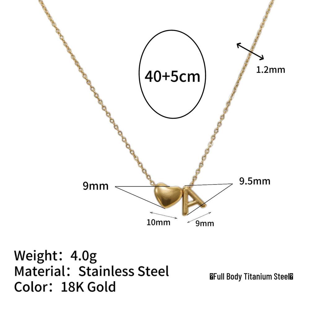 Herz Anhänger Halskette: 18K vergoldeter Edelstahl mit 26 englischen Buchstaben.