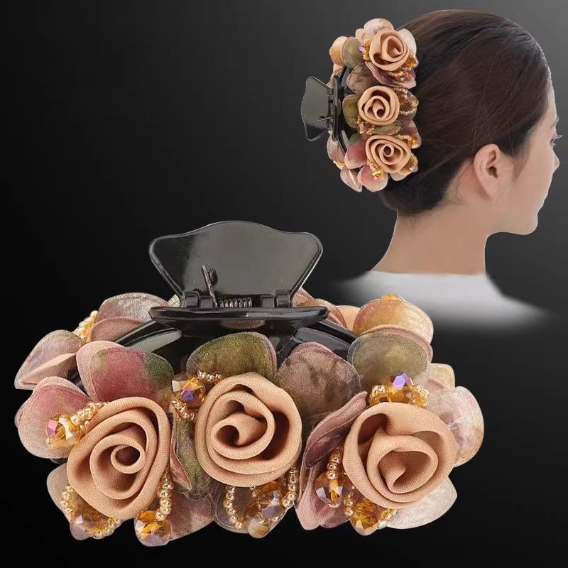Flower Hair Clips Updo Hair Clips Adult Fashionable Hair Clips Headwear Ponytail Hair Clip Accessories