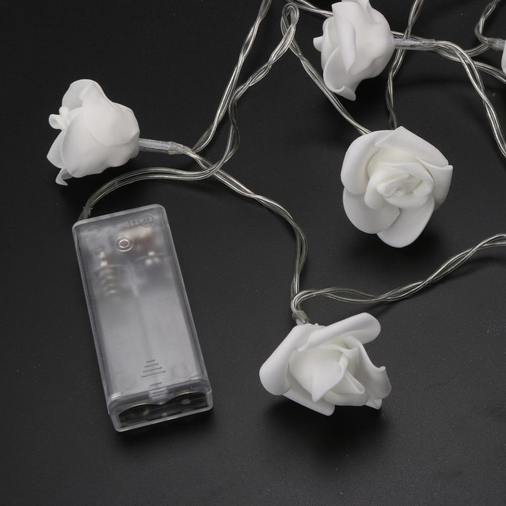 10LED Rose Flower String Lights Battery Operated For Wedding Home Party Birthday Festival Indoor Outdoor Decorations 1.2M
