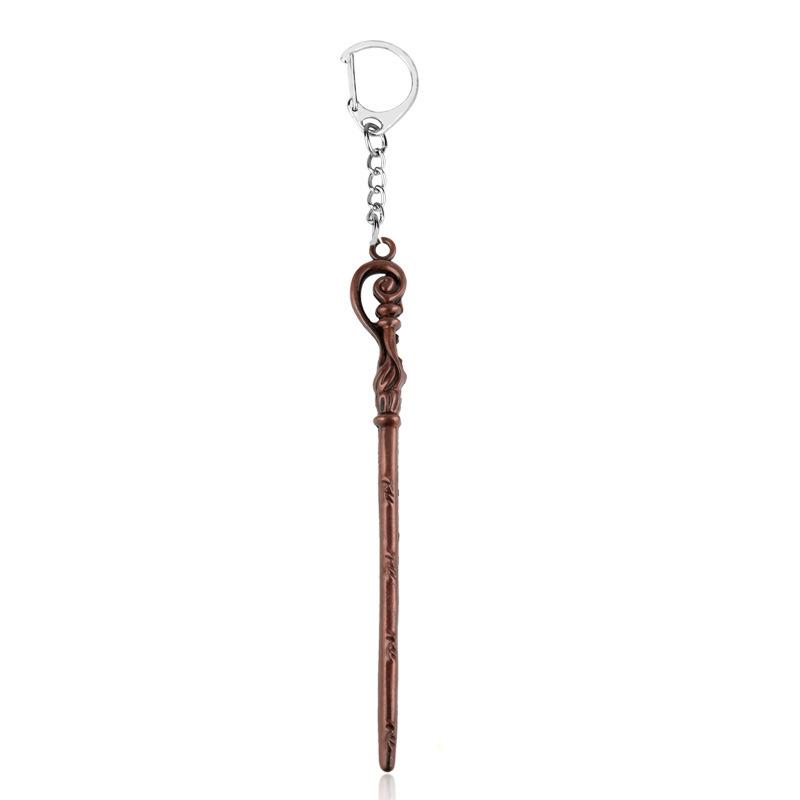 Metal Magic Wand Keychain Toy Movie Cosplay Prop Pendant Keychain Car Backpack Keychain Retro Jewelry Christmas Gift for Friends