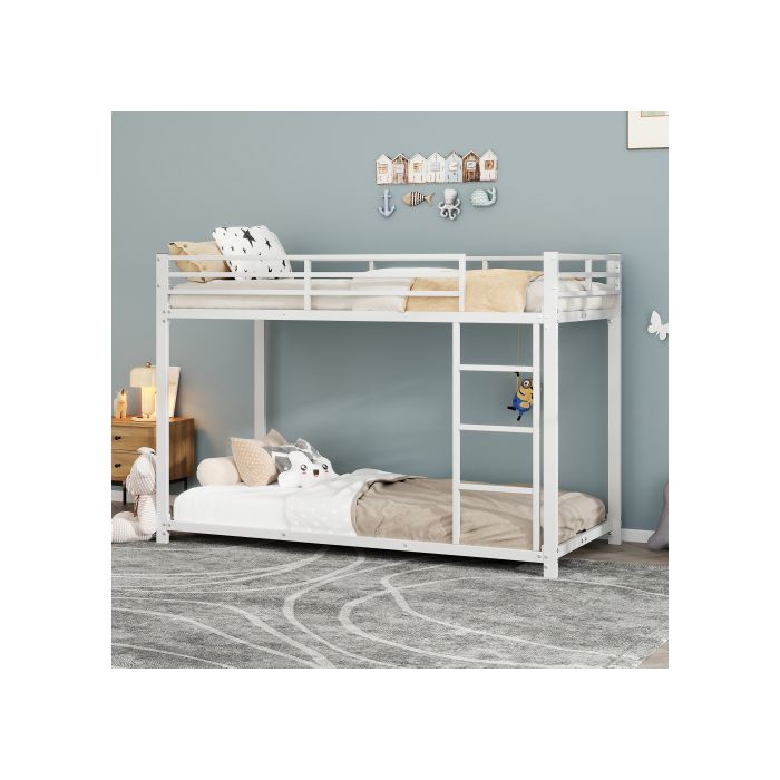 Etagenbett - MUVOE - 90x200 cm - Metall - Weiß - 2 Liegeflächen