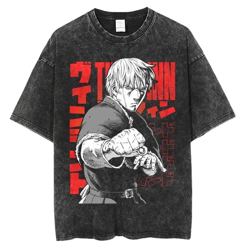 2026 VINLAND SAGA Manga T Shirt For Men Women Tshirt Washed Cotton T-shirt Clothing Summer Short Sleeve O-Neck Tees Streetwear