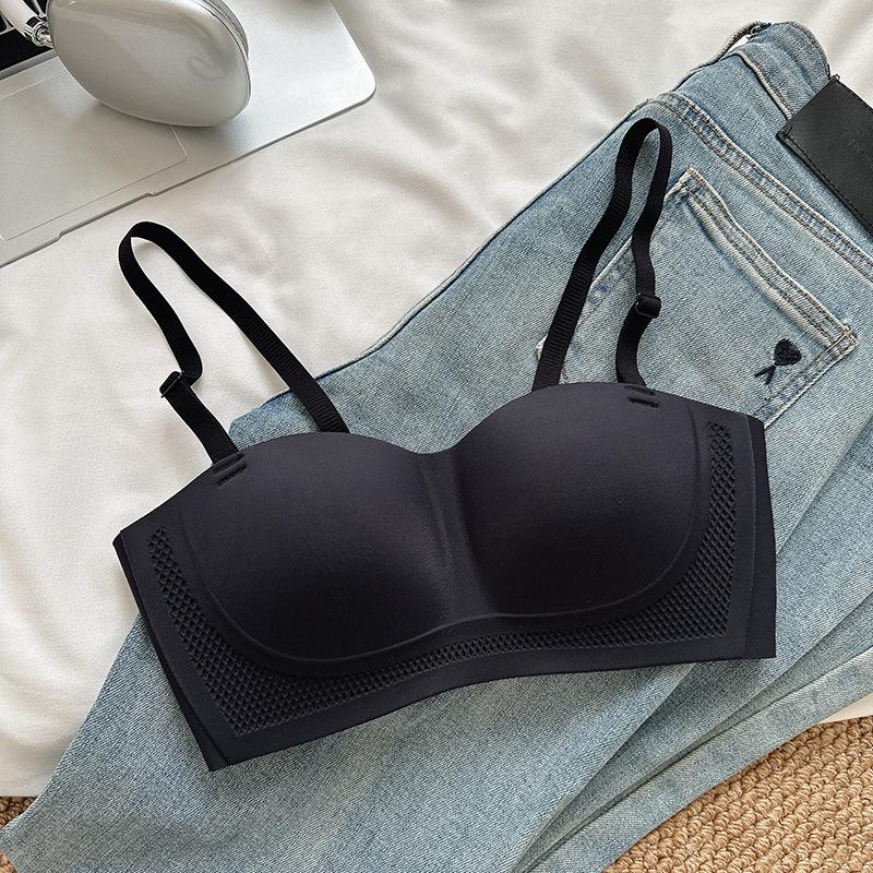 Seamless Strapless Bandeau Push-Up Bra for Women – Anti-Slip, Soft Support, Two-Way Wear