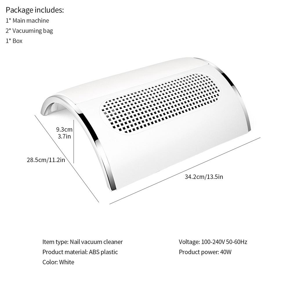 3 Fans Powerful Suction Professional Nail Dust Collector 40W Fan Nail Vacuum Cleaner Nail Dust Extractor For Nails Manicure