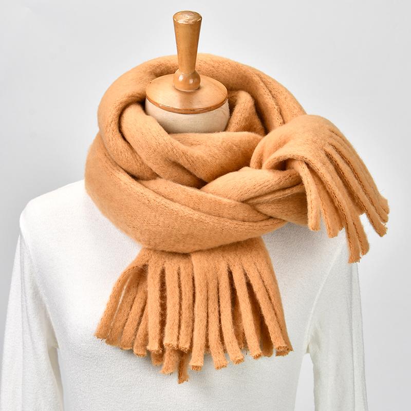 Women Winter Cashmere Scarf Solid Color Pashmina Blanket Wraps Female Thick Soft Bufanda Tassels Shawl Fashion Poncho Echarpe