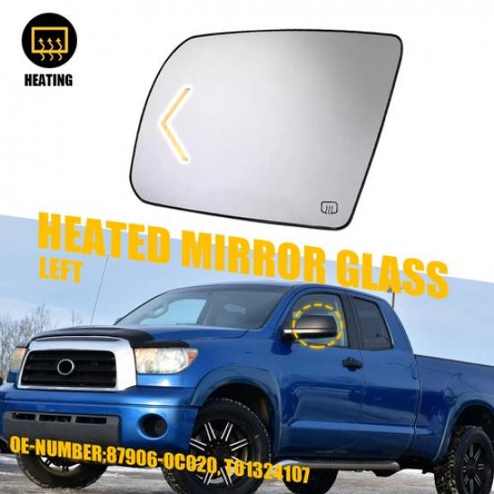 Driver Side Mirror Glass with Heated Turn Signal for 2007-2017 Toyota Tundra EOA