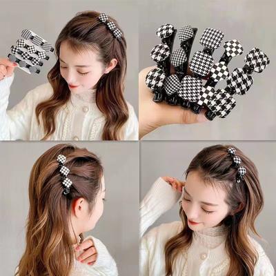 Franja Grampo de Cabelo Trançado Lateral Feminino Grampo de Cabelo Bola de Cabelo Clipe Bico de Pato Artefato para Arrumar Cabelos Quebrados