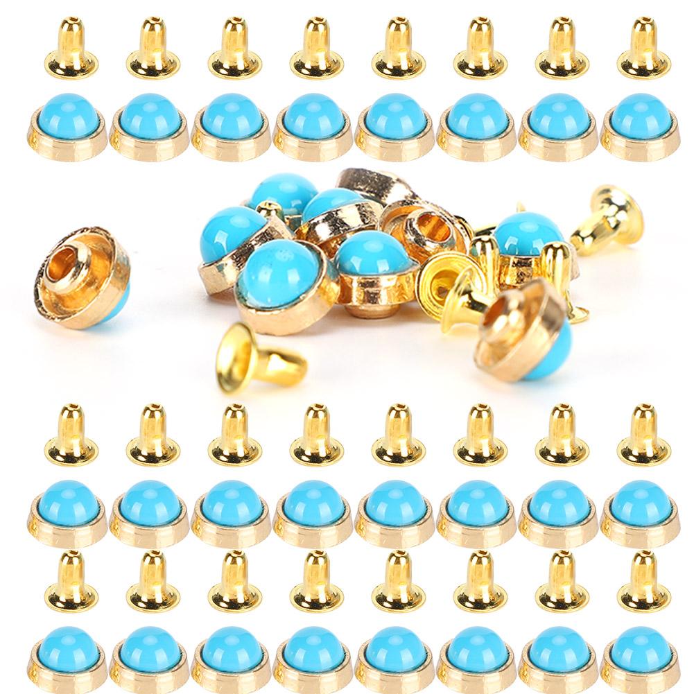 

100 комплектов цветных хрустальных заклепок 8 мм DIY из цинкового сплава, декоративные гвоздики для багажа, одежды, обуви, синего цвета