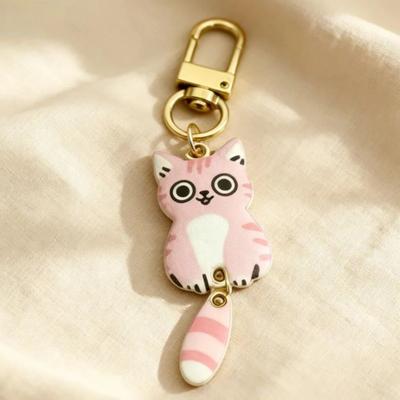 Cat Pendant Selling Cute Fun Cartoon Keyring Kitty Bicycle Car Motorcycle Keychain Metal Accessories Fashion Man Woman Gift