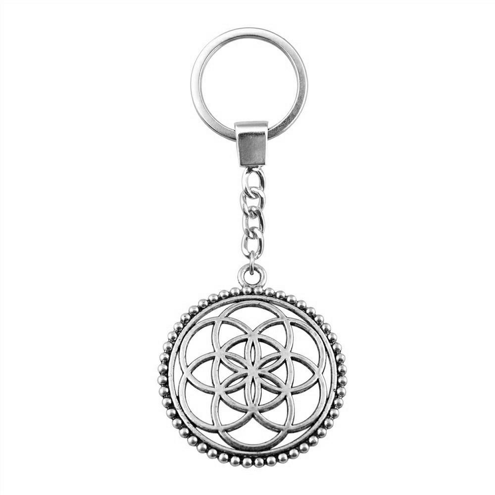 The Flower Of Life Keychain Craft Jewelry Victory Symbol Key Ring 30mm