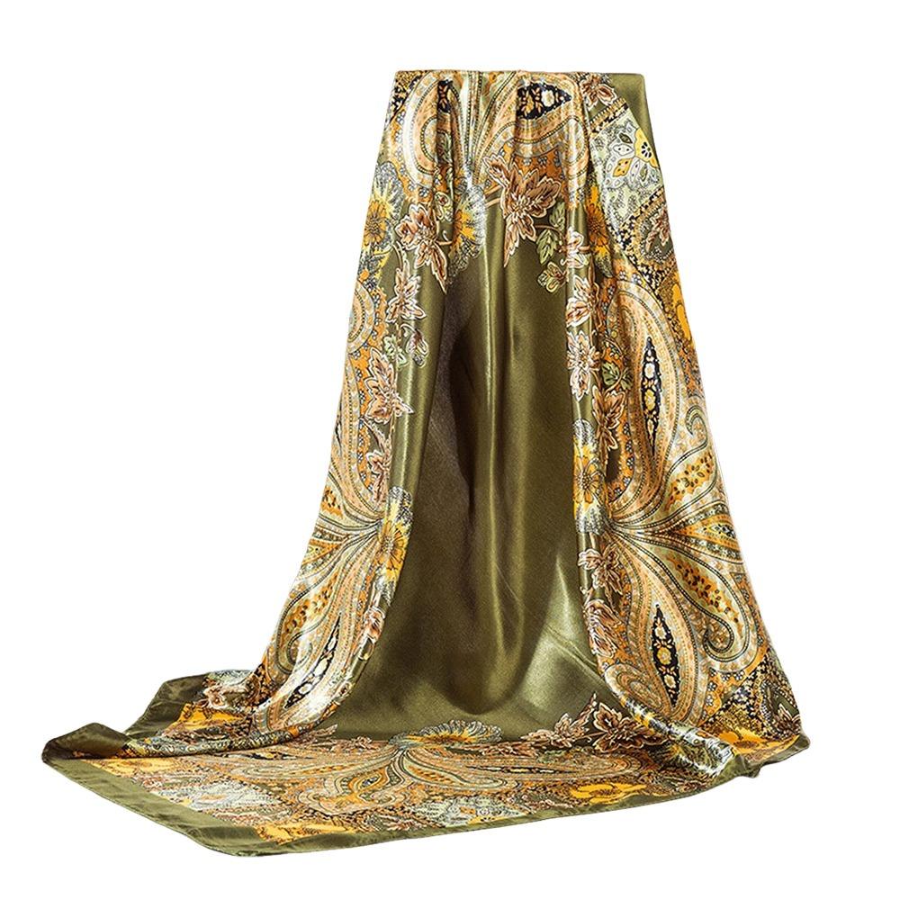 90x90cm Satin Headscarf Print Hair Towel New Square Scarf