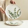 Kreativ Handmålad Keramisk Servis Enkel Grön Blad Fruktfat Praktiskt Grönsaksfat Specialformad Tallrik Desserttallrik Stor Tallrik