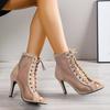 Fashion Black Sexy Lace Up Cross-tied Women Shoes Comfort High Quality Thin Heels Open Toe Dancing Sandals Ankle Strap Hollow Out Pumps