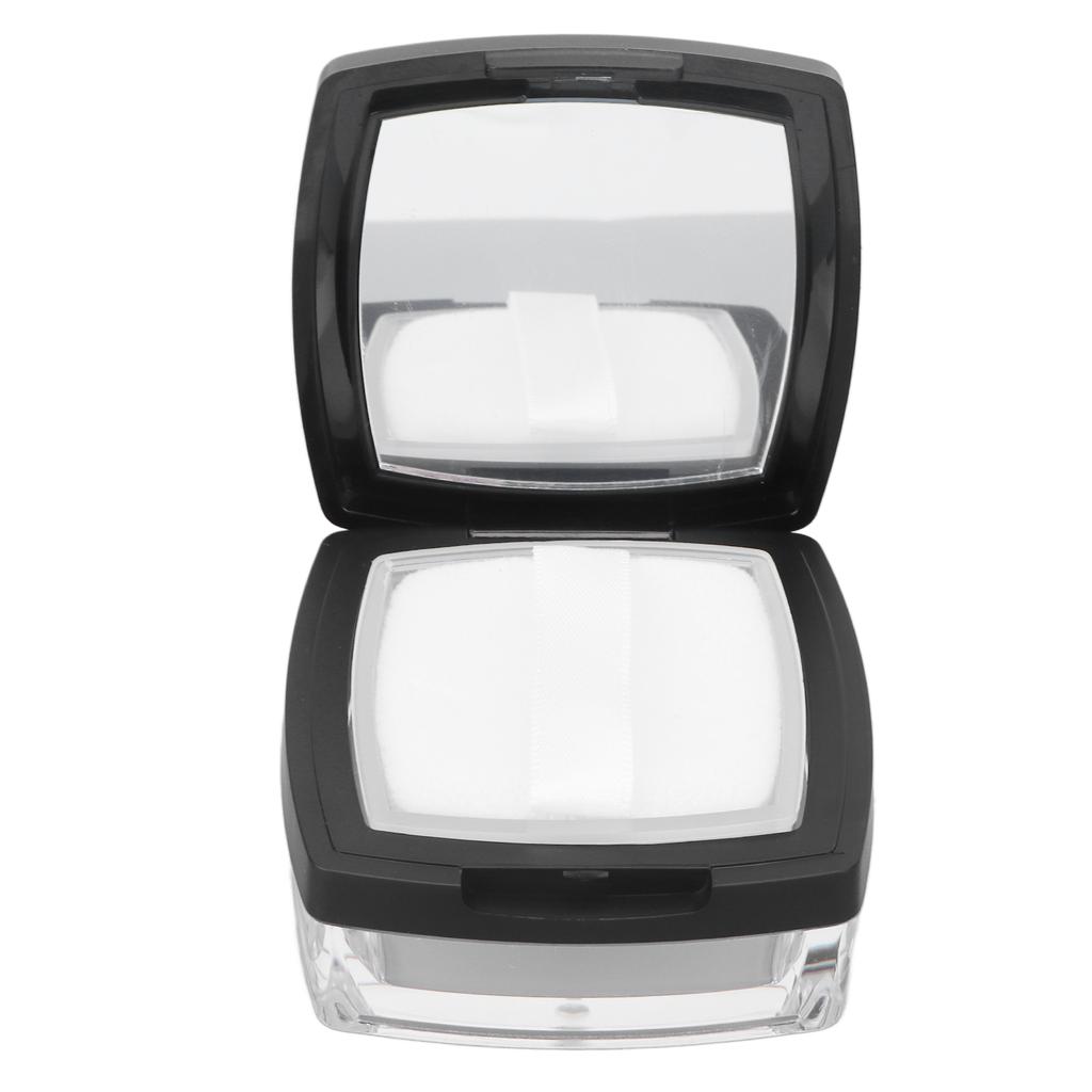 Empty Refillable Powder Case Powder Puff Mirror Spoon Separately Storage Box for Makeup Loose Powder Black