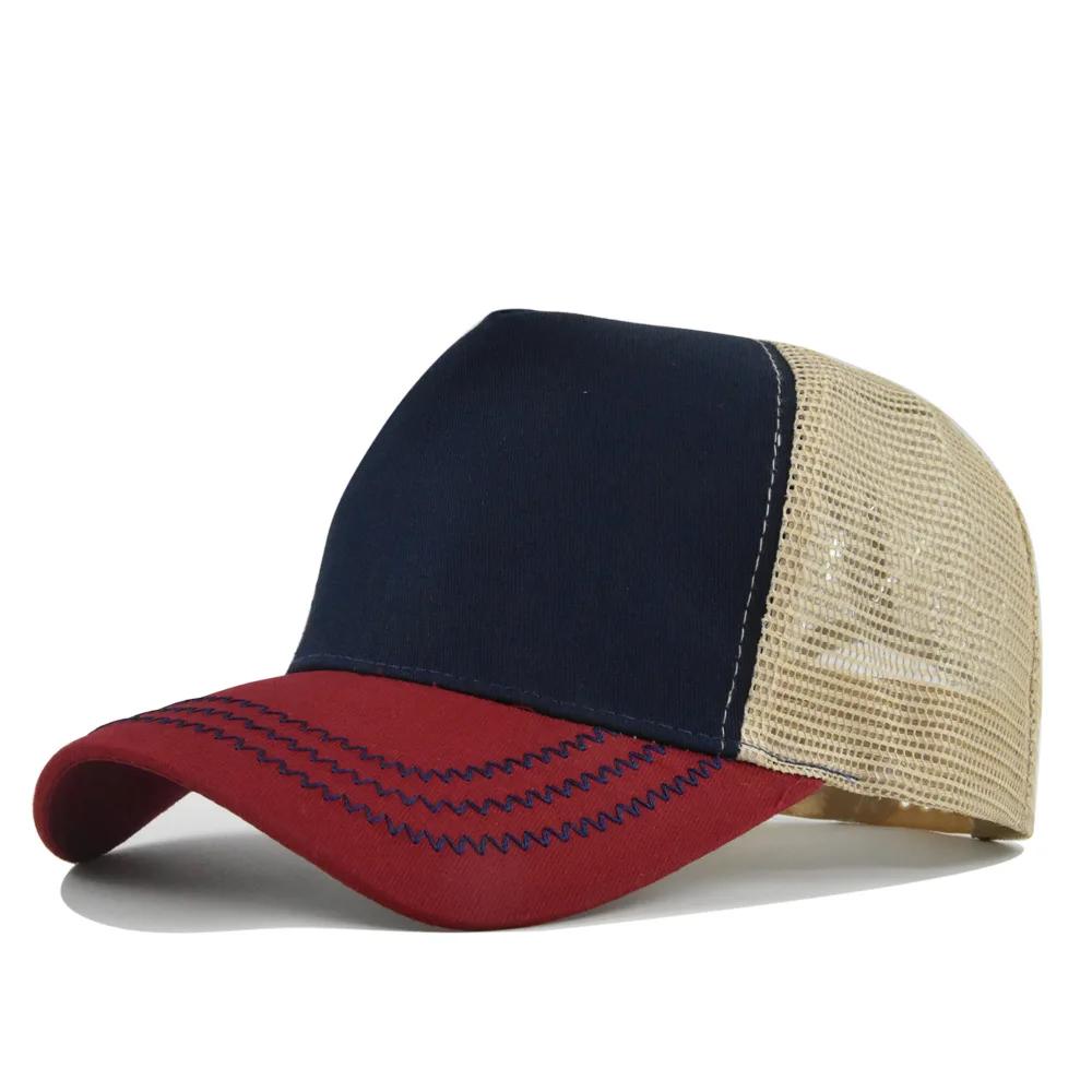 Customized Logo Hard Top 5 Panels Mesh Baseball Cap For Men Women Advertising Cap Breathable Sun Hat Solid Color Visor Gorra