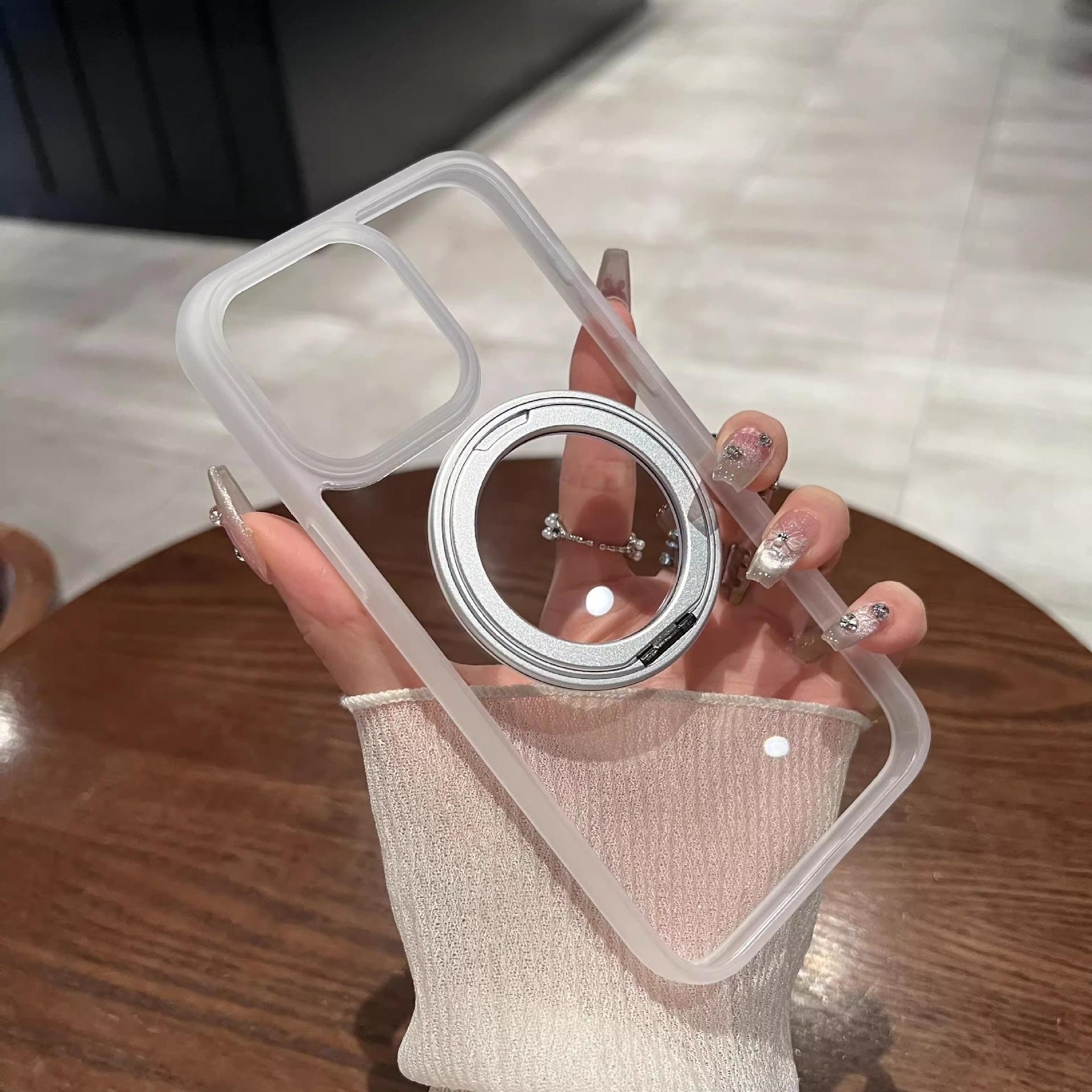 

360° Rotating Bracket with Magnetic Suction Suitable for IPhone 16pro IPhone Case Simple 17proMax Transparent iPhone 12 Pro Max