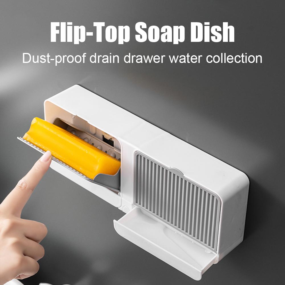 Wall-mounted soap rack, portable soap dish, bathroom accessories, double compartment