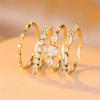 4pcs Female Crystal White Round Zircon Stone Engagement Ring Set Cute Yellow Gold Color Wedding  For Women