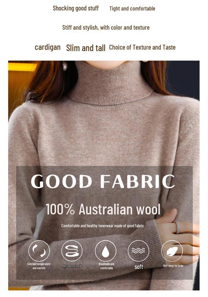 2025 Women's Pure Wool High Neck Short Cashmere Knit Sweater - Autumn/Winter Loose Fit