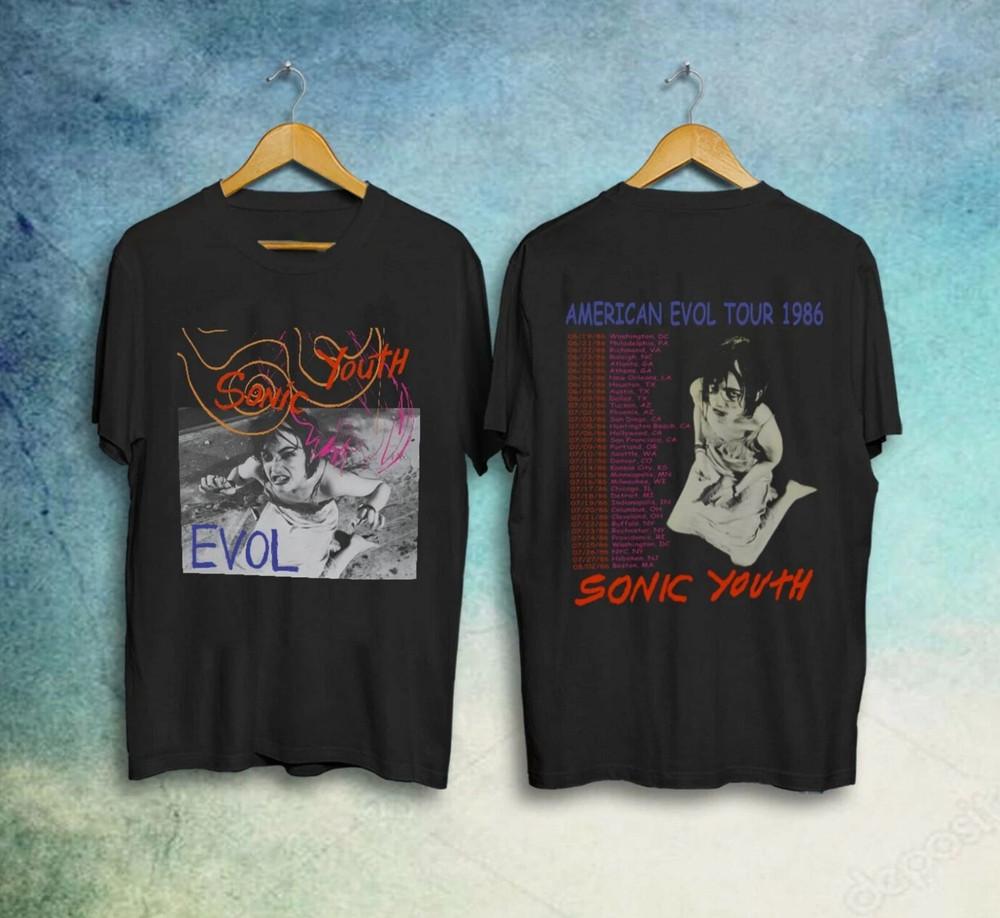 

Футболка Sonic Youth American Evol, Унисекс Черная Хлопковая Футболка S-5XL Для Поклонников L