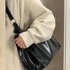 Large Capacity PU Leather Shoulder Bag College Student Large Handbag Black Tote Bag  Girls Gift
