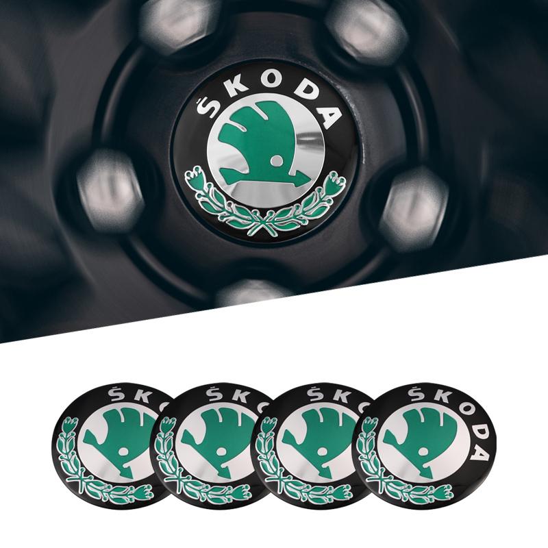 

4Pcs 56mm Car Wheel Center Cap Emblem Sticker For Skoda Superb Fabia Kamiq Karoq Kodiaq Octavia Rapid Scala Exterior Accessories зелёный