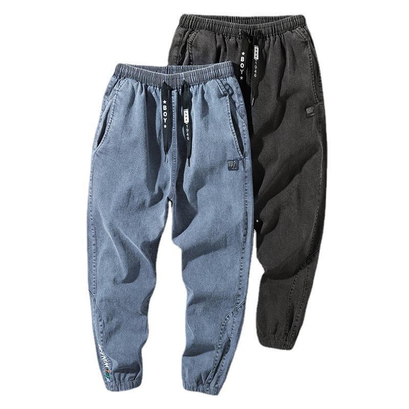Duże rozmiary męskie spodnie dresowe 6XL 7XL 8XL Streetwear Czarne niebieskie spodnie cargo z denimu, rozciągliwe, zwężane, spodnie Baggy