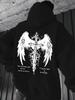 Men's Gothic Wing Print Dark and Mystical Trendy Casual Street Sport Hip-Hop Fashion Autumn/Winter Fleece Hooded Sweatshirt.