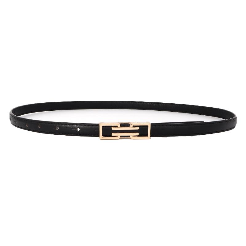 Geometric Symmetrical Metal Buckle Decoration Women Slim Waist Belt Daily