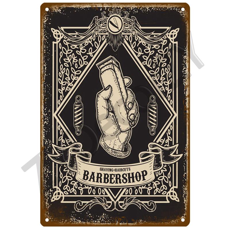 Barber Shop Plåtskylt Affisch Vintage Väggaffischer Metallskylt Dekorativ Väggtallrik Köksplakett Metall Vintage Inredning Tillbehör